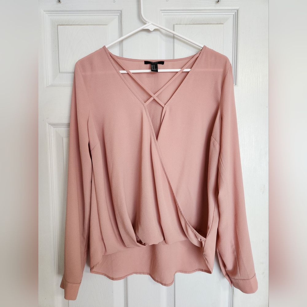 Sexy Deep V Neck Dusty Pink Blouse
